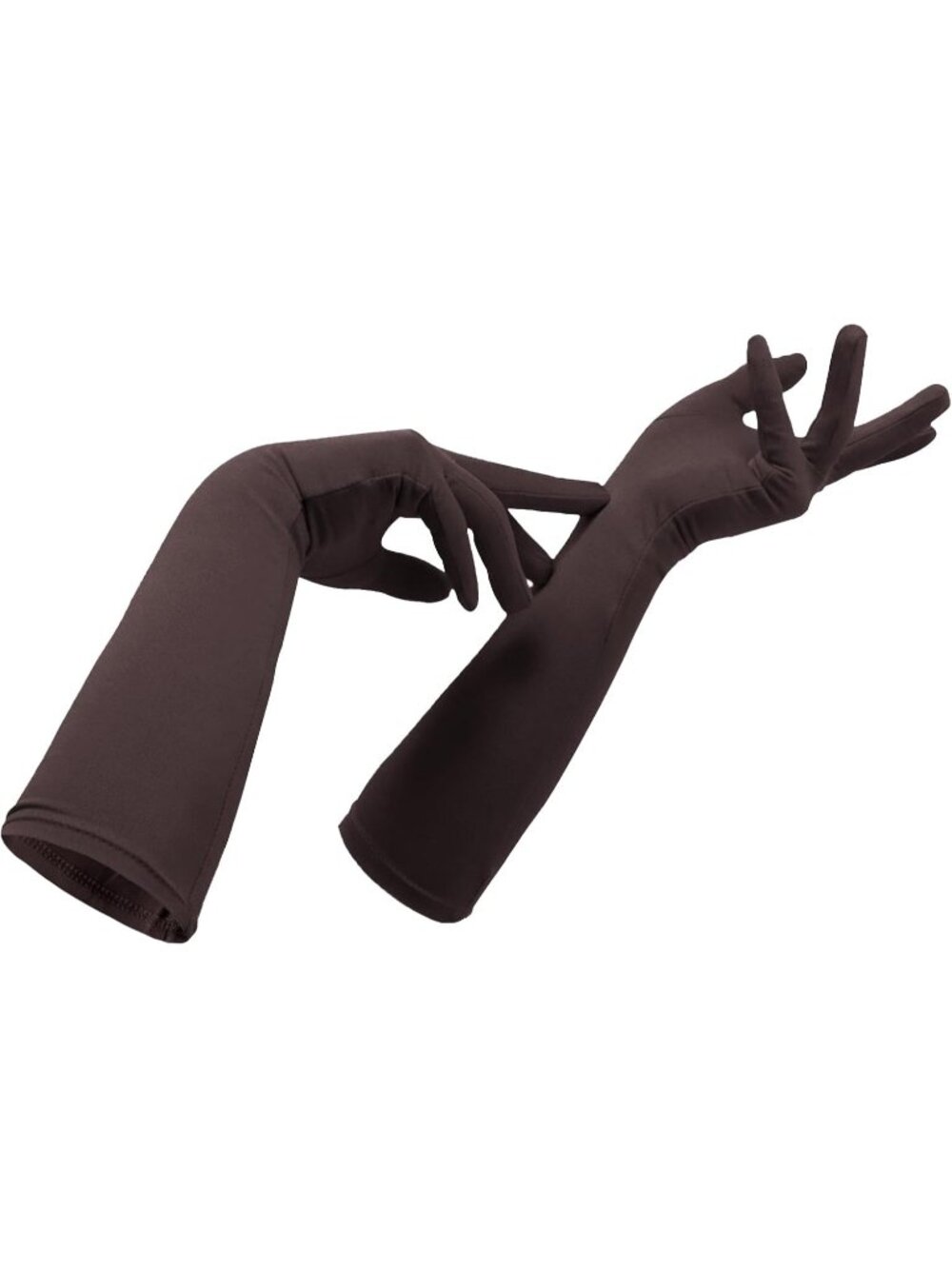 Women's Coffee Cosplay Halloween Costume Spandex Stretch Mid-Length Gloves